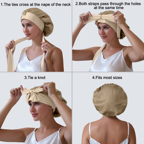 19 Momme Silk Sleep Cap with Ice Silk Band
