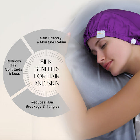 Double Layered 100% Silk Adjustable Sleep Cap