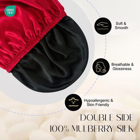 Double Layered 100% Silk Adjustable Sleep Cap