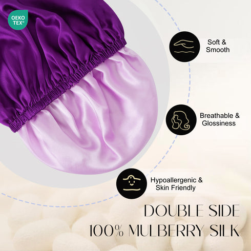 Double Layered 100% Silk Adjustable Sleep Cap