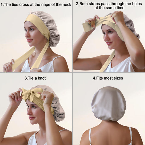 100% Double Layered Silk Sleep Cap