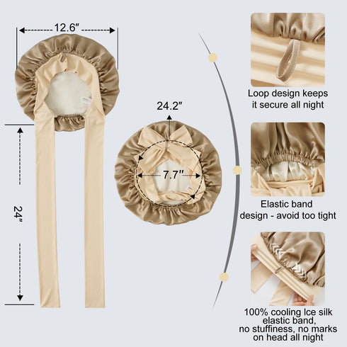 19 Momme Silk Sleep Cap with Ice Silk Band