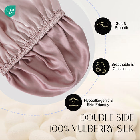 Double Layered 100% Silk Adjustable Sleep Cap