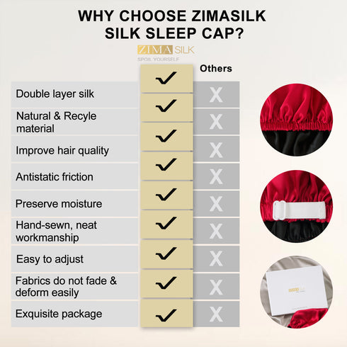 Double Layered 100% Silk Adjustable Sleep Cap