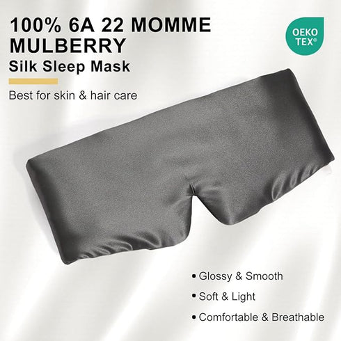 100% 22 mm Silk Full Light-Blocking Sleeping Eye Mask