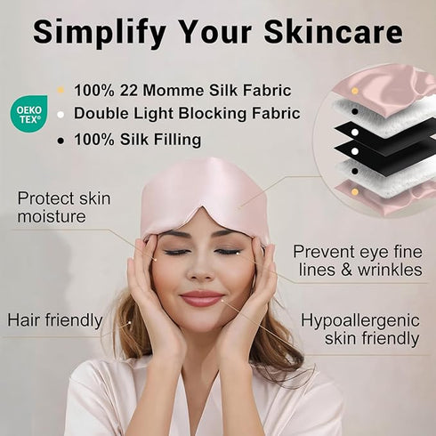 100% 22 mm Silk Full Light-Blocking Sleeping Eye Mask