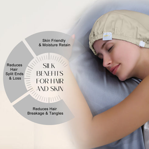 Double Layered 100% Silk Adjustable Sleep Cap