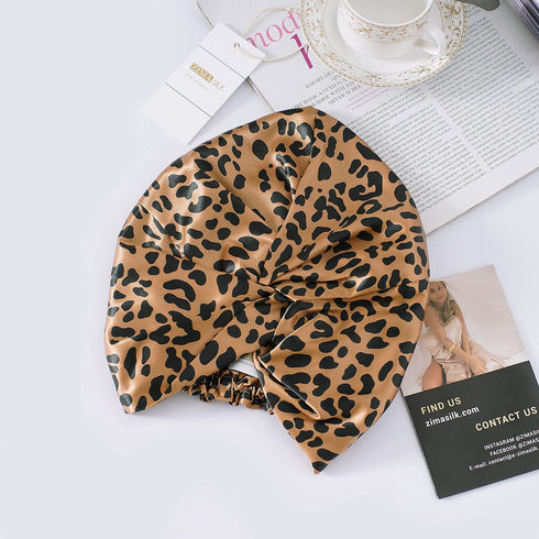 22 Momme Silk Sleep Cap Leopard Print
