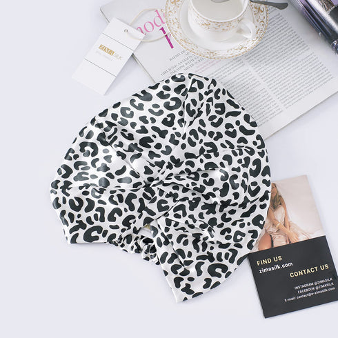 22 Momme Silk Sleep Cap Leopard Print