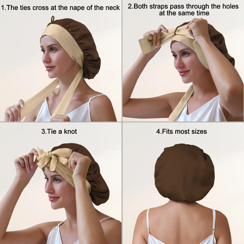 100% Double Layered Silk Sleep Cap