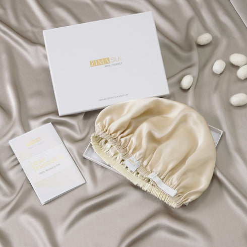 Double Layered 100% Silk Adjustable Sleep Cap