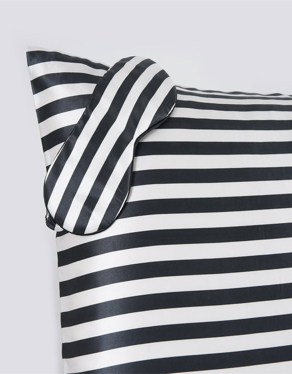 22Momme Silk Sleep Set Stripes（eye mask&queen pillowcase） ZimaSilk