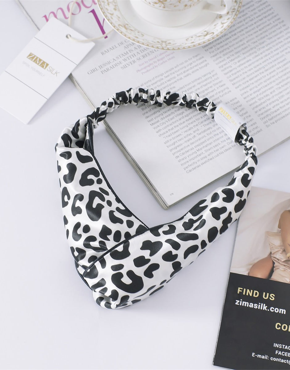 22 Momme Silk Twisted Headband Leopard Print ZimaSilk